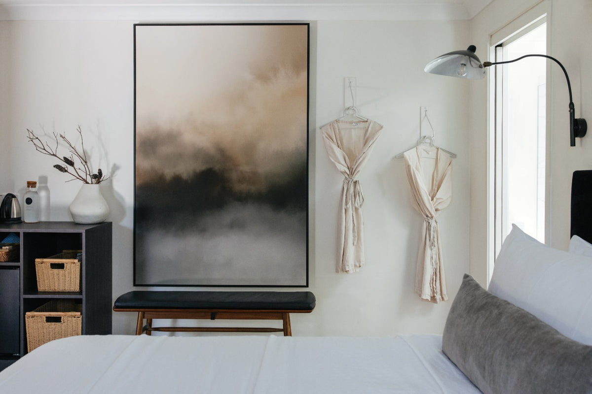 Deluxe King with Bath at The Bower with large abstract artwork